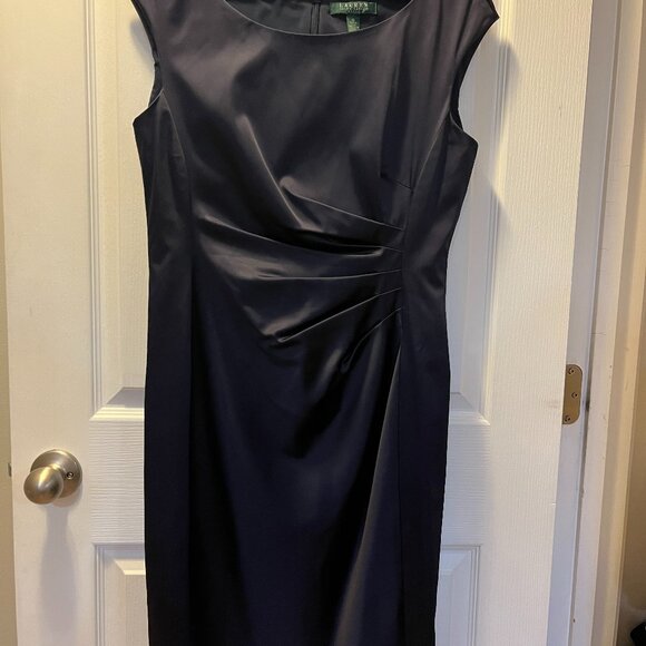 Lauren Ralph Lauren Navy Sleeveless Sheath Dress Size 12 Classic Work - Picture 2 of 11